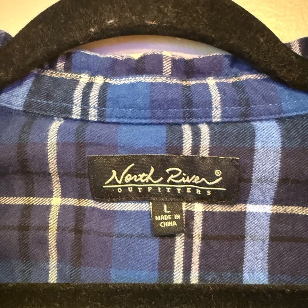 North River Outfitters Women's Blue Plaid Button Down Flannel Size Large - Picture 2 of 5
